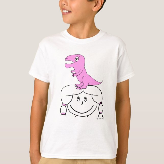 Camiseta "Dinosaurio en mi cabeza!" La ropa del chica (Dino (Anverso)