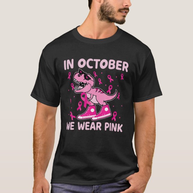 Camiseta Dinosaurio En Octubre Usamos Niño Con Cáncer De Ma (Anverso)