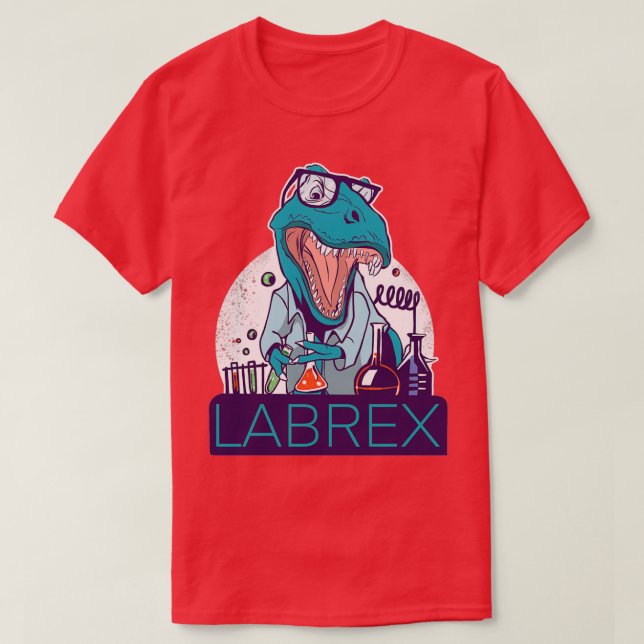 Camiseta Dinosaurio en tubos húmedos de prueba química de L (Diseño del anverso)