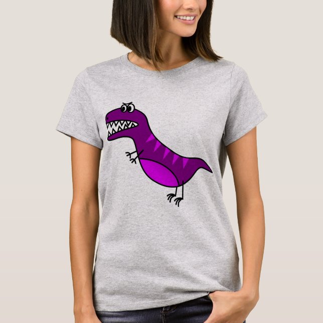 Camiseta Dinosaurio enojado púrpura lindo (Anverso)