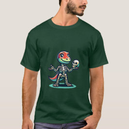 Camiseta Dinosaurio esquelético lindo sosteniendo el cráneo
