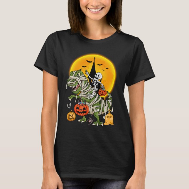 Camiseta dinosaurio esqueleto Halloween (Anverso)