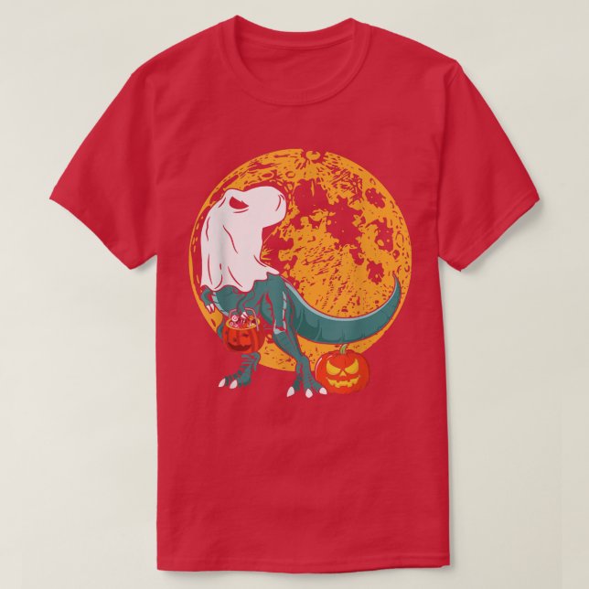 Camiseta Dinosaurio fantasma TRe Gracioso Boo Halloween Boy (Diseño del anverso)