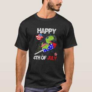 Camiseta Dinosaurio Feliz 4 De Julio Niños Hombres Amerisau