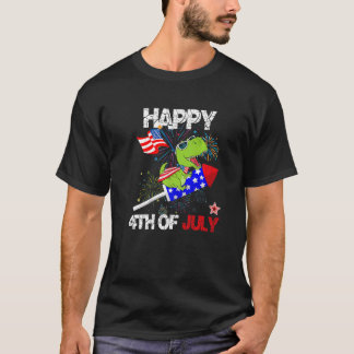 Camiseta Dinosaurio Feliz 4 De Julio Niños Hombres Amerisau