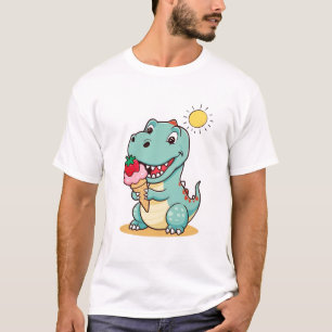 Camiseta Dinosaurio feliz comiendo helado   Curte Summer T-
