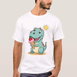 Camiseta Dinosaurio feliz comiendo helado | Curte Summer T-