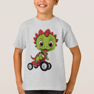 Camiseta Dinosaurio feliz en Triciclo Pequeño