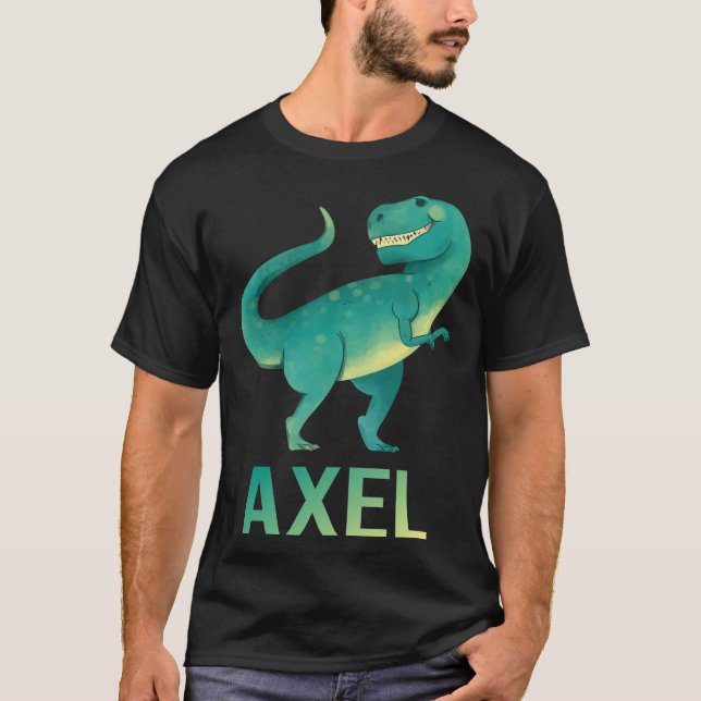Camiseta Dinosaurio feliz - Nombre de Axel (Anverso)