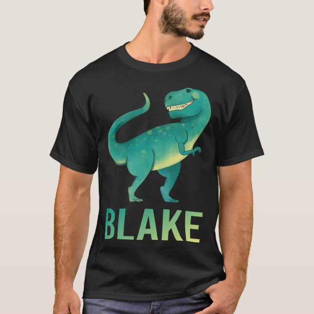 Camiseta Dinosaurio feliz - Nombre negro (Anverso)