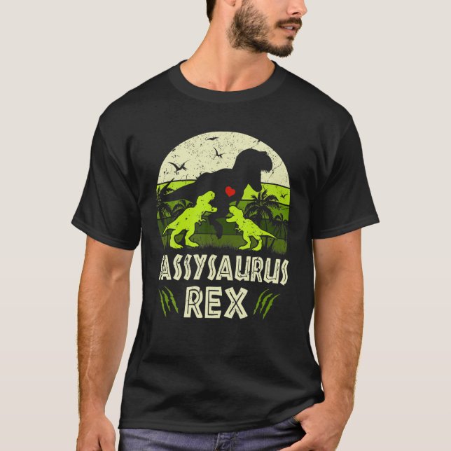 Camiseta Dinosaurio fresco T Rex Sassysaurus 2 Niños (Anverso)