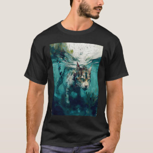 Camiseta Dinosaurio Gato Subacuático
