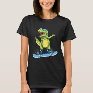 Camiseta Dinosaurio genial haciendo snowboard patinando dab