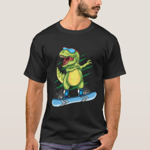 Camiseta Dinosaurio genial haciendo snowboard patinando T R