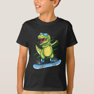 Camiseta Dinosaurio genial haciendo snowboard patinando T R