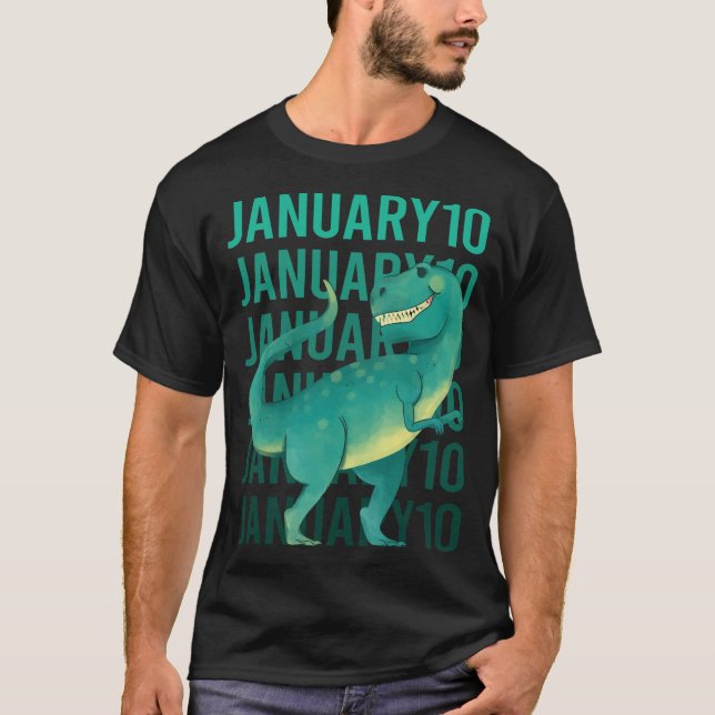 Camiseta Dinosaurio gracioso - 10 de enero 10 (Anverso)