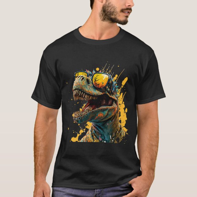 Camiseta Dinosaurio Guay con gafas de sol lagarto prehistór (Anverso)