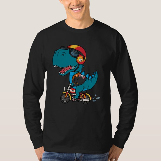 Camiseta Dinosaurio Guay montando una motocicleta (Anverso)