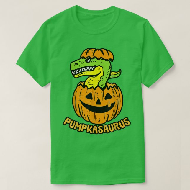 Camiseta Dinosaurio Halloween Calabaza de calabaza (Diseño del anverso)