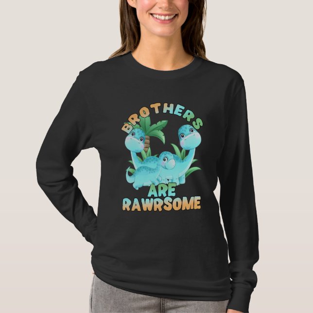 Camiseta Dinosaurio Hermano 3 Hermanos Gran Pequeño Rawar M (Anverso)