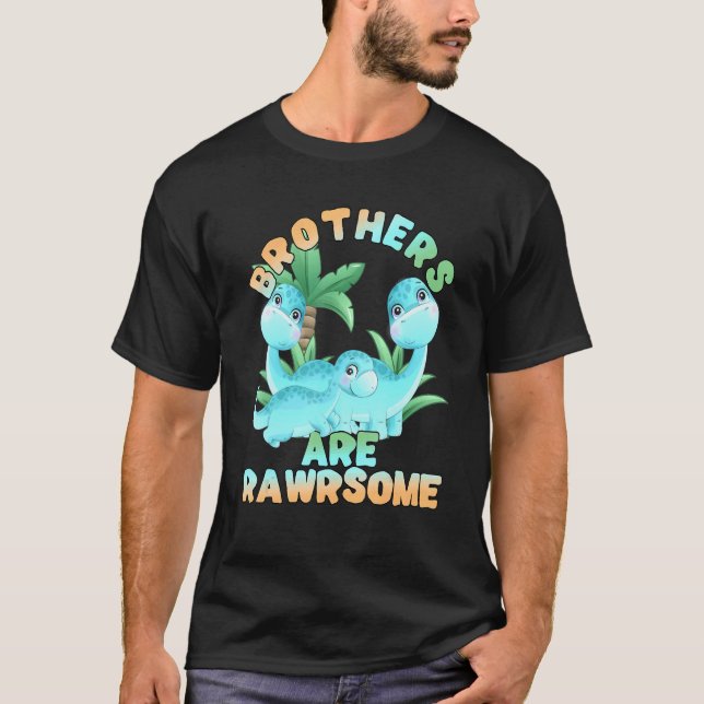 Camiseta Dinosaurio Hermano 3 Hermanos Gran Pequeño Rawar M (Anverso)