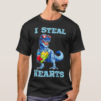 Camiseta Dinosaurio I Roba Corazón Autismo Valentine de Con