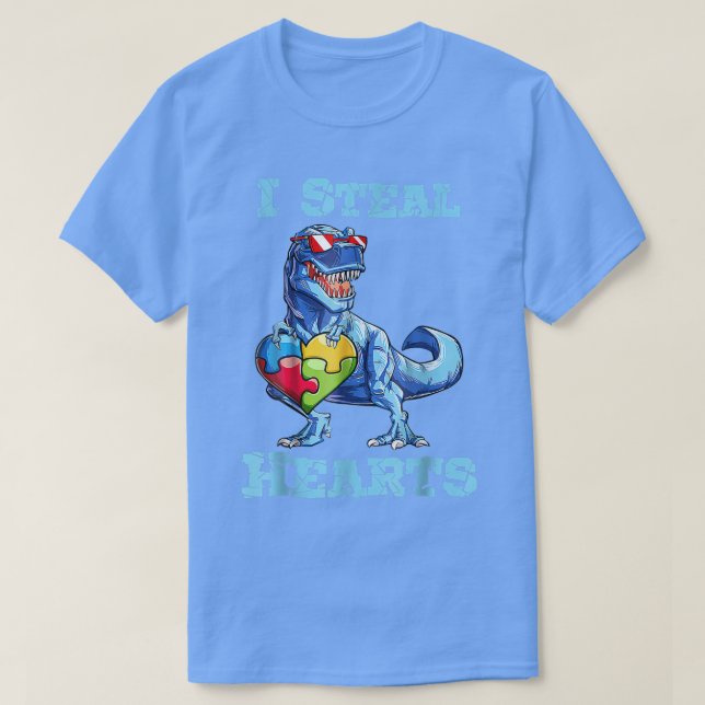 Camiseta Dinosaurio I Roba Corazón Autismo Valentine de Con (Diseño del anverso)