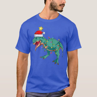 Camiseta Dinosaurio iluminando árbol de navidad coincidiend