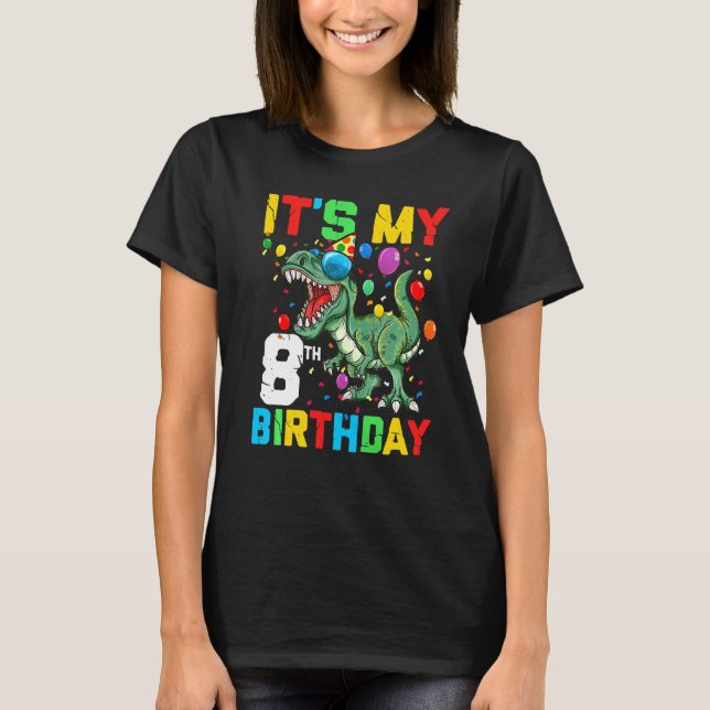 Camiseta Dinosaurio infantil de 8 años es mi cumpleaños fel (Anverso)