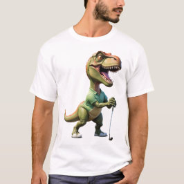 Camiseta dinosaurio jugando golf con dinosaurio