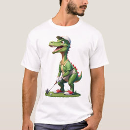 Camiseta dinosaurio jugando golf con dinosaurio