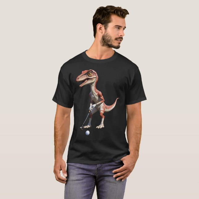 Camiseta dinosaurio jugando golf con dinosaurio (Anverso completo)