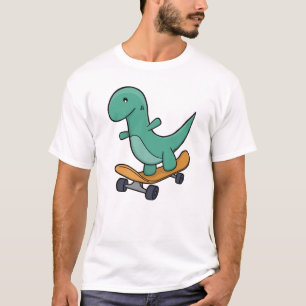 Camiseta Dinosaurio juguetón en monopatín