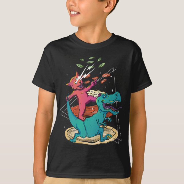Camiseta Dinosaurio láser Pizza Tacos Fideicomiso Arcoiris  (Anverso)