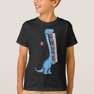 Camiseta Dinosaurio leyendo dino llevando libro 