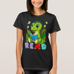 Camiseta Dinosaurio leyendo divertido t rex dino amante de