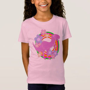Camiseta Dinosaurio lindo de T-Rex de la flor
