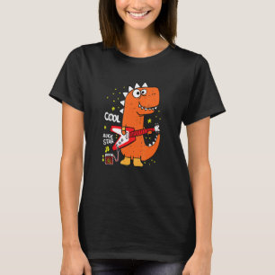Camiseta Dinosaurio lindo estrella de rock tocando guitarra