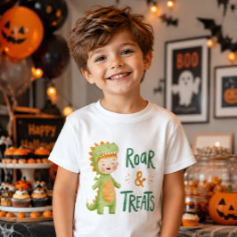 Camiseta Dinosaurio lindo Halloween Rugido y golosinas