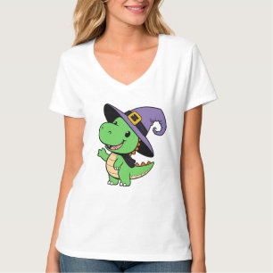 Camiseta Dinosaurio lindo vestido de bruja para Halloween