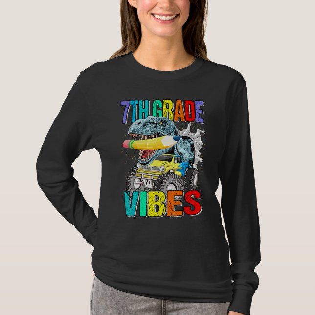 Camiseta Dinosaurio monstruo de 7° Grado de Vibes (Anverso)