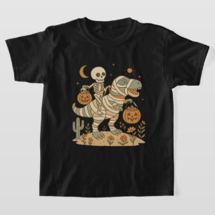 Camiseta Dinosaurio montado por esqueleto con dulces