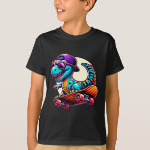 Camiseta Dinosaurio montando monopatín divertido T-rex Dino