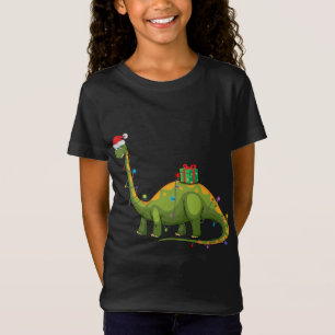 Camiseta Dinosaurio navidad con luces de árbol de Navidad R