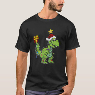 Camiseta Dinosaurio navidad con luces Niños divertidos Xma