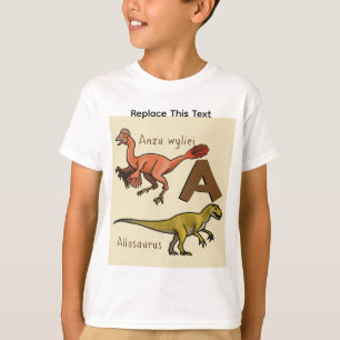 Camiseta Dinosaurio o animal prehistórico letra A