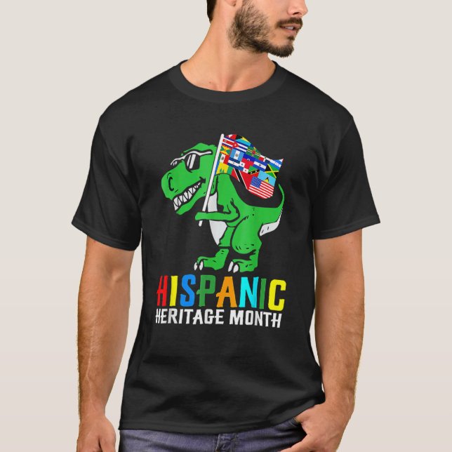Camiseta Dinosaurio: Países latinos con patrimonio hispano (Anverso)