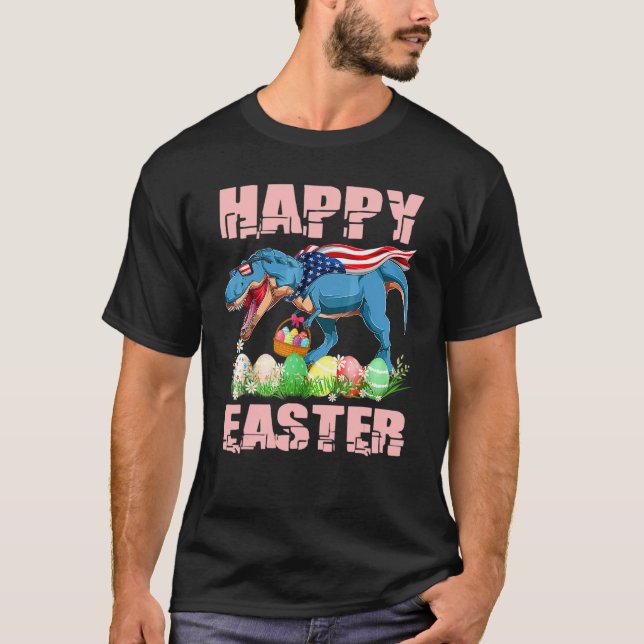 Camiseta Dinosaurio Pascua Pajamas T Rex Easter Eggys Niños (Anverso)