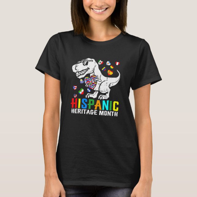 Camiseta Dinosaurio Patrimonio Hispano Mes Latino Nacional  (Anverso)
