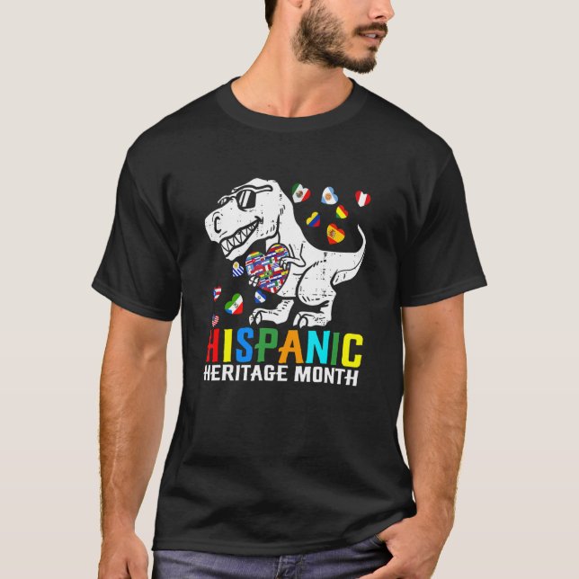 Camiseta Dinosaurio Patrimonio Hispano Mes Latino Nacional  (Anverso)